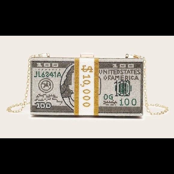 Money designed clutch purse. Black
